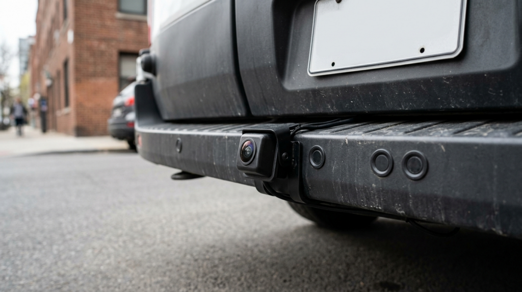 Close-up professional photograph of a commercial vans backu